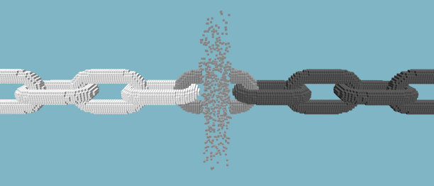 破碎体素链。区块链的概念。3 d矢量图图片下载