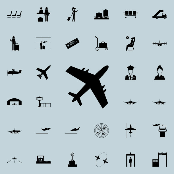 从上方俯瞰图标。机场图标通用设置为网络和移动图片下载
