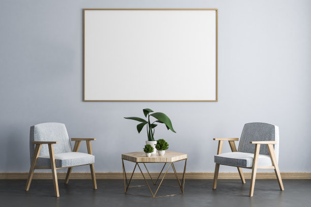 现代客厅内饰有广告牌图片下载