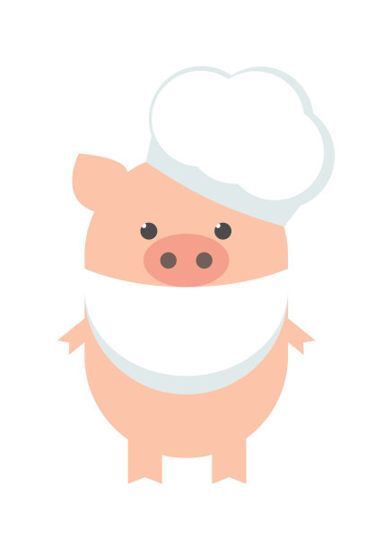 猪的厨师。一个有趣的豚鼠厨师。吉尔特系着围裙，戴着厨师帽。卡通、矢量图片下载