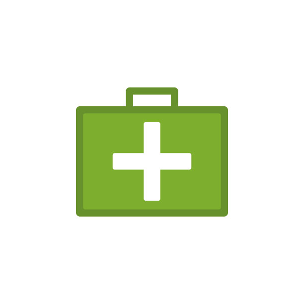 急救箱彩色插图。移动概念和web应用的露营图标元素。平面设计的急救箱彩色插图可以用于网页和移动图片下载