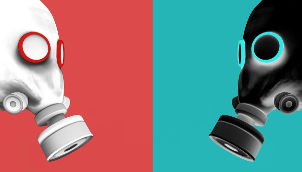 防毒面具保护和绘画艺术背景图片下载