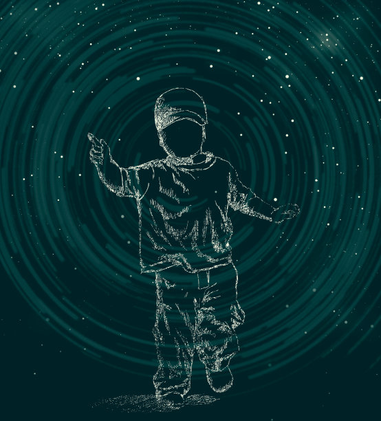 宇宙中的男孩图片下载