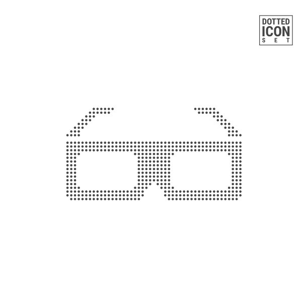 3d眼镜点图案图标。电影眼镜虚线图标孤立在白色。矢量背景或设计模板图片下载