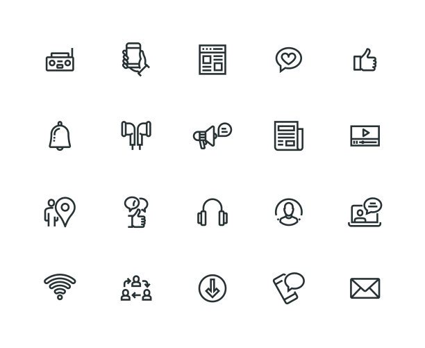 社交媒体图标集-粗线系列图片下载
