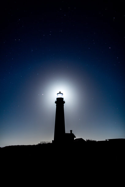 满月的灯塔图片下载
