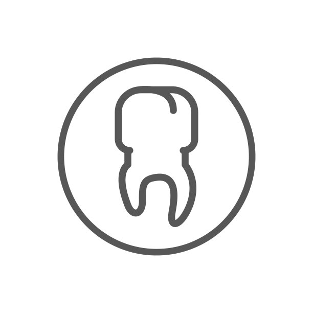 简单的矢量线艺术图标的牙齿在圆形的框架图片下载