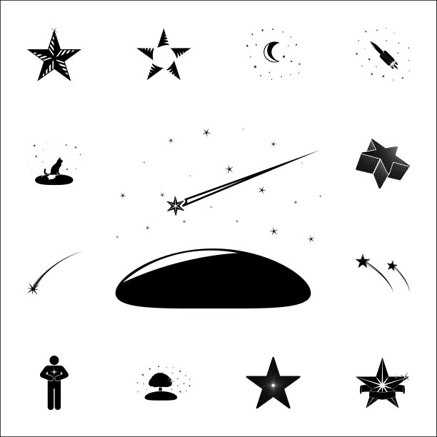 流星在天空的图标。明星图标普遍设置为网络和移动图片下载