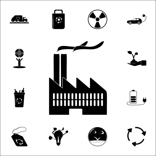 工厂图标。生态图标普遍设置为网络和移动图片下载