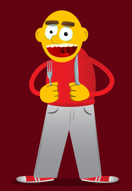 拿着刀叉的男人。图片下载