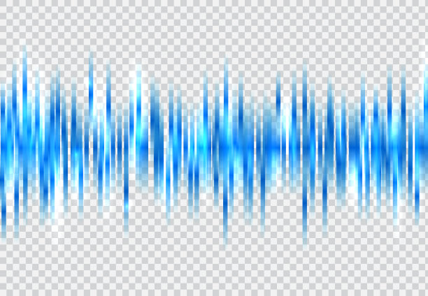 摘要在透明背景上发光的蓝色声波图案元素。图片下载
