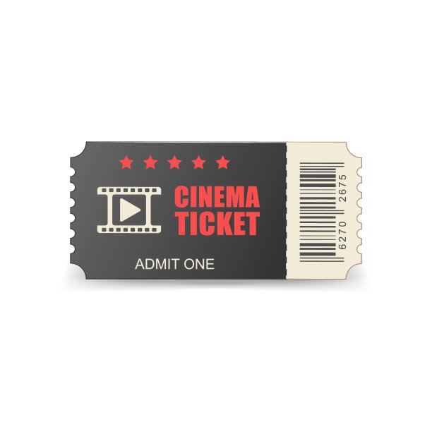 现实的电影票图标在平面风格。在白色孤立的背景上允许一个优惠券入口矢量插图。3d票务经营理念。图片下载