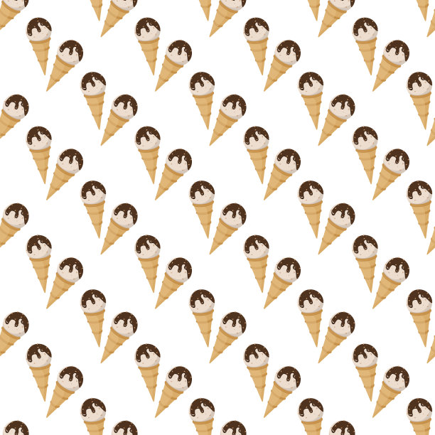 冰淇淋甜筒无缝图案甜点背景矢量。图片下载