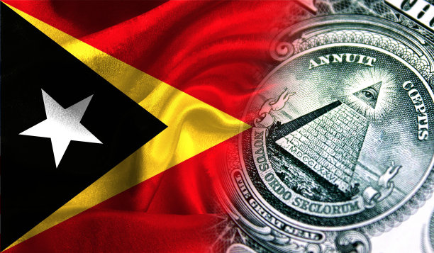 现实主义的东帝汶旗帜上的波浪表面织物图片下载