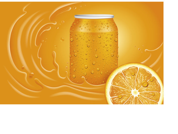 橙色切片和橙色飞溅和可以-插图图片下载