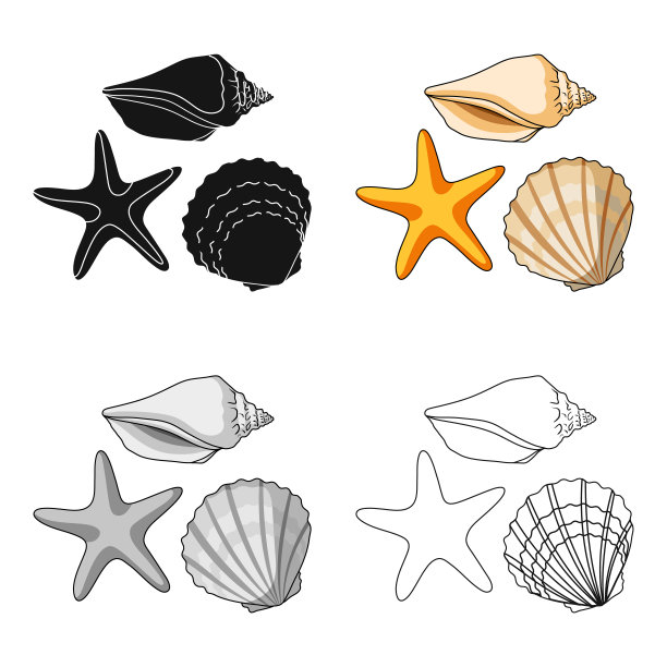 海底的贝壳。夏季休息单图标在卡通风格向量符号股票插图网图片下载