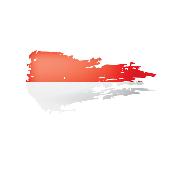 印度尼西亚国旗，矢量插图在白色的背景图片下载