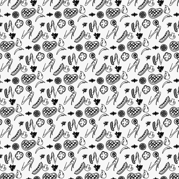 无缝的烤肉图案中带肉图片下载