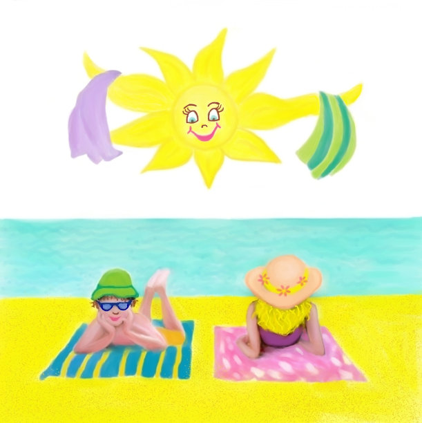 在沙滩浴巾上图片下载