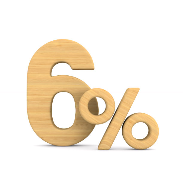 百分之六的白人背景。孤立的3 d演示图片下载