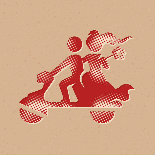 半色调图标-婚礼摩托车图片下载