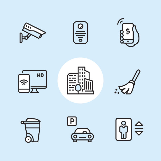 住宅公用事业-大纲图标集图片下载