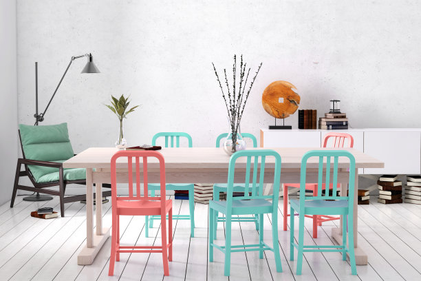 北欧风格的公寓餐厅图片下载