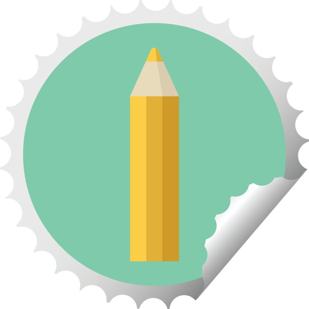 橘色铅笔圆贴纸邮票图片下载