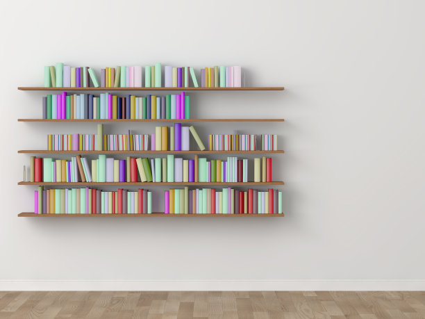 室内书架室图书馆。三维渲染图片下载