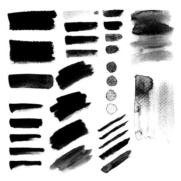 垃圾水彩颜料污渍。黑色手绘笔触装饰横幅和印刷设计。矢量插图。图片下载