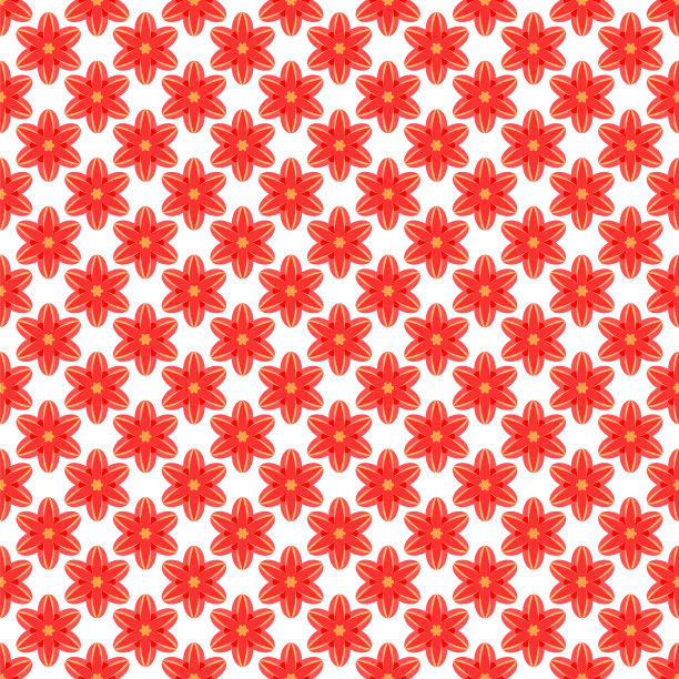 红色和黄色的花在白色的背景。简单的背景。向量无缝模式。纺织涂料。重复的背景。样布。包装纸图片下载