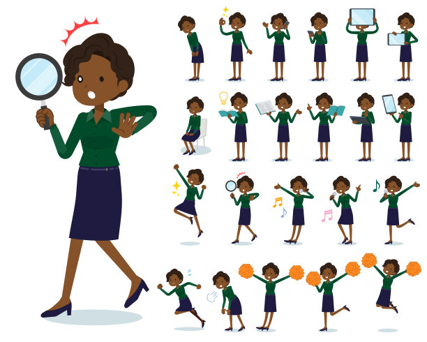 扁平型商业黑人女性行动图片下载