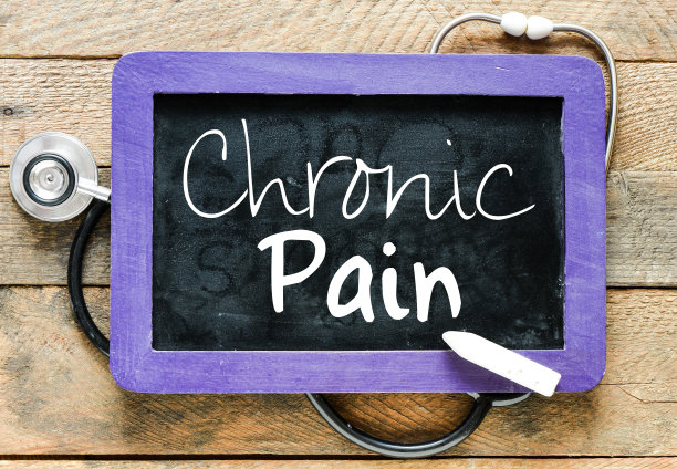 用白色粉笔在木头背景的黑板上手写的慢性疼痛图片下载