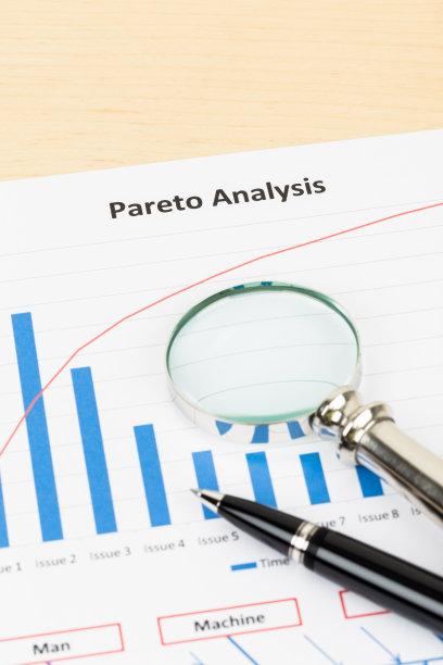 用笔和放大镜进行商业分析计划的帕累托原理图片下载