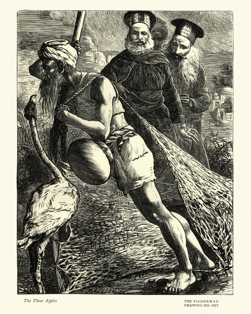 《天方夜谭》，渔夫在拉网图片下载