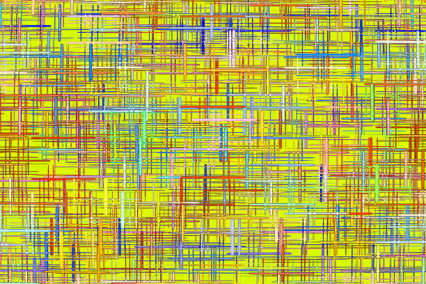 抽象的彩色网格和方格图案在黄色的背景。图片下载