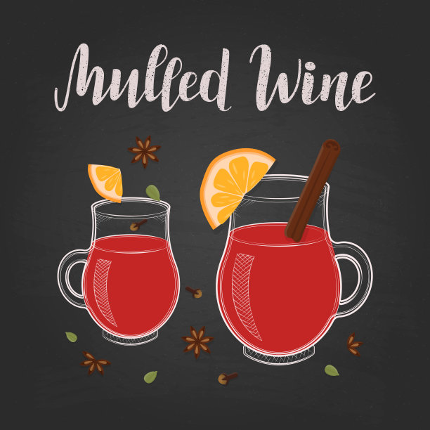香料热红酒矢量图，配橙子片图片下载