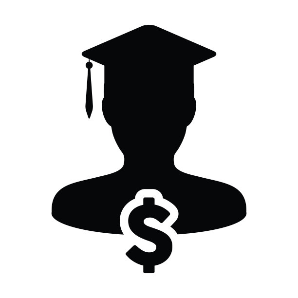 大学图标向量男性个人资料头像与美元符号和学位板为教育贷款在平面颜色象形文字象形图片下载