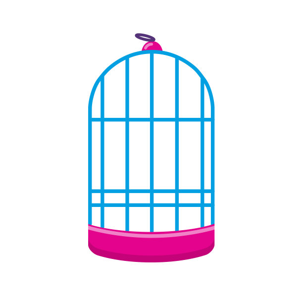 圆柱形鸟笼图标在平面风格图片下载