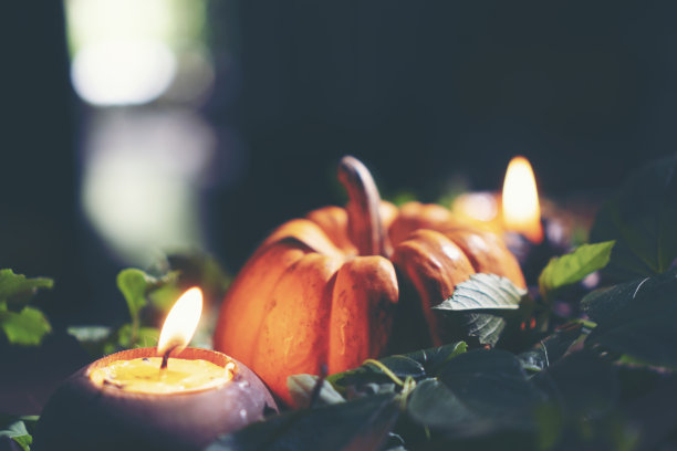 万圣节概念图片与南瓜，复古滤镜图像图片下载