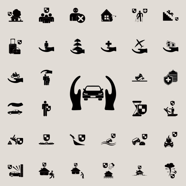 警卫队caricon手中。保险图标通用设置为网络和移动图片下载