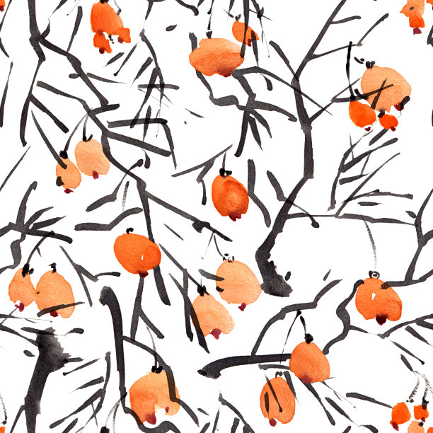树和浆果图案在白色的背景图片下载