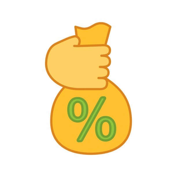 手提袋与百分比图标图片下载