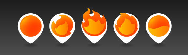 白色燃烧针。5种变化。孤立的矢量对象图片下载