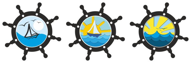 海景与方向盘。图片下载