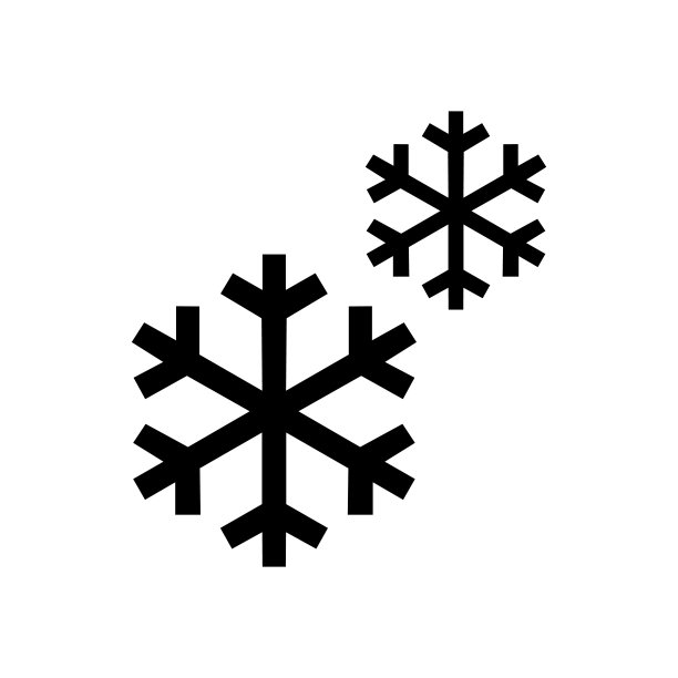 白色背景上的雪花图标剪影图片下载