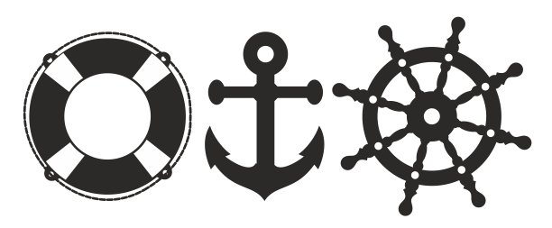 锚、方向盘、救生圈。图片下载