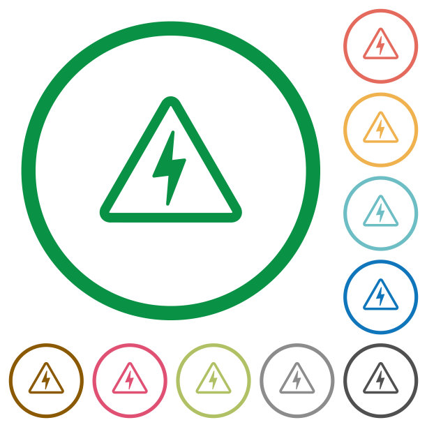 危险电气危害平面图标与轮廓图片下载