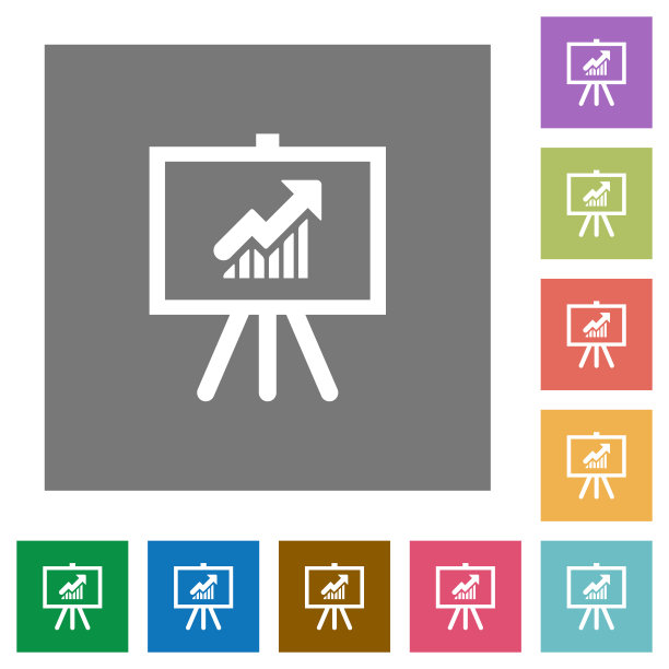 带有上升图、正方形、平面图标的表示表图片下载