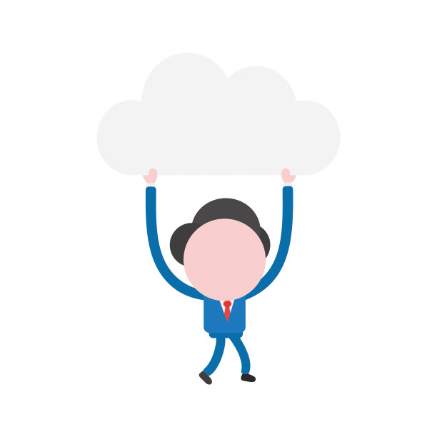 矢量插图商人人物行走和举起云图片下载